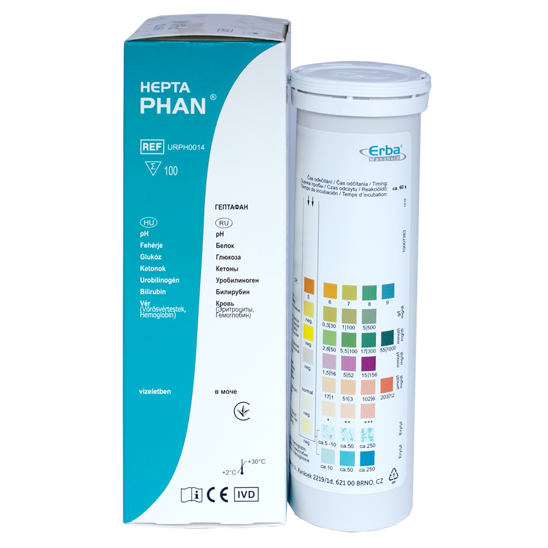 Тест-смужки для експрес аналізу сечі на 7 параметрів №100 Гептафан